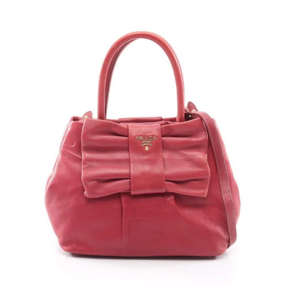 Prada NAPPA FIOCCO Handbag Leather Red